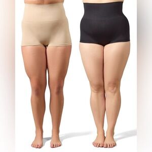 MeMoi High-Waisted Sculpted Boy Shorts 2 Pack Nude-Black 1X NWT